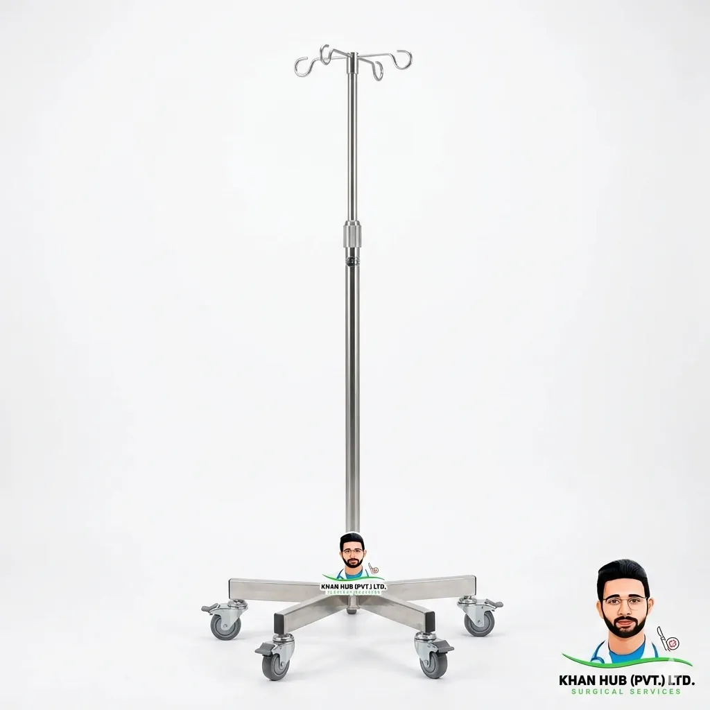 IV Stand - Adjustable Height with 4 Hooks